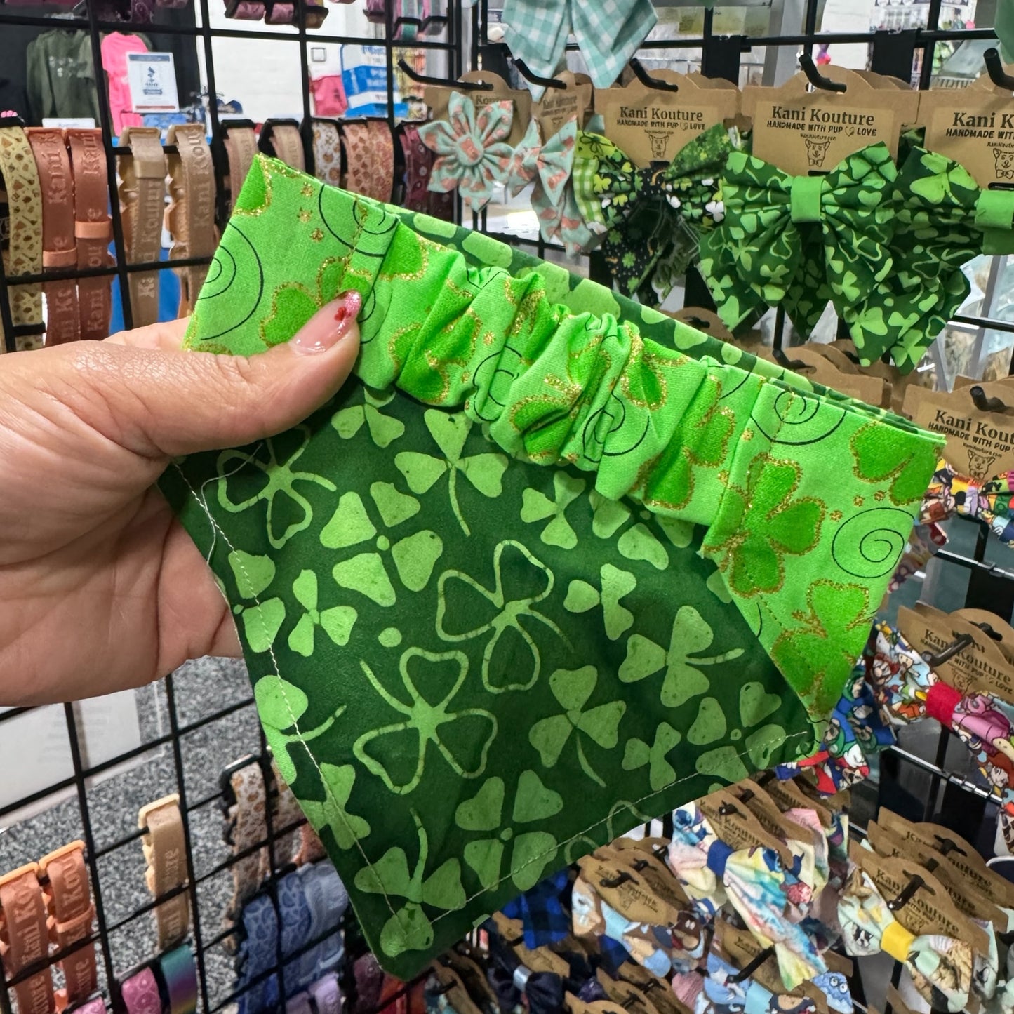 Golden Clover Glow Reversible Scrunchie Bandana