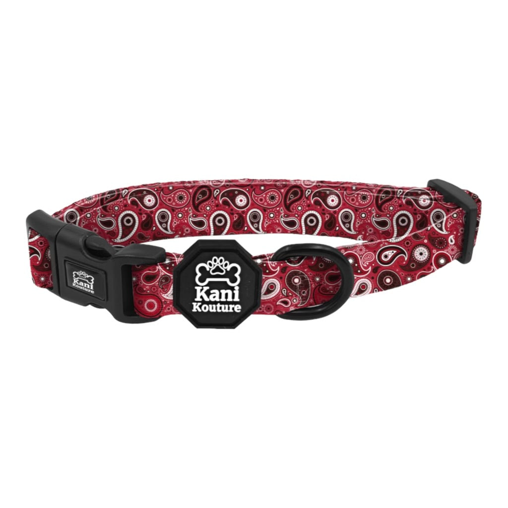 Red Paisley Collection: Stylish Dog Collar for a Trendy Look and Comfort