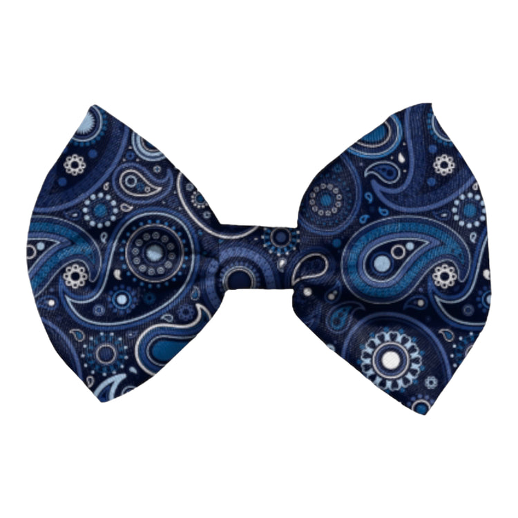 Blue Paisley Bow Tie: Chic and Stylish Dog Accessory for a Dapper Look