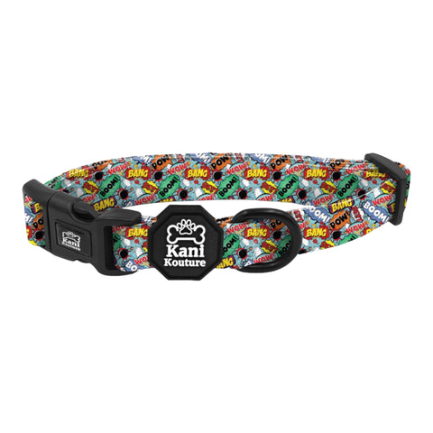 Boom Pow Bang Adjustable Collar: Vibrant Dog Collar, Dog Accessories