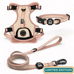 Blushing Sands Essential Adventure Set: Adventure Leather Dog Harness, Adventure Collar, and Leash Accessories