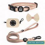 Blushing Sands Essential Collar Set: Adjustable Dog Collar, Leash, Bow Tie, and Accessories