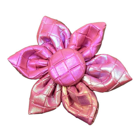 Fuchsia Meadows - Leather Flower Tie