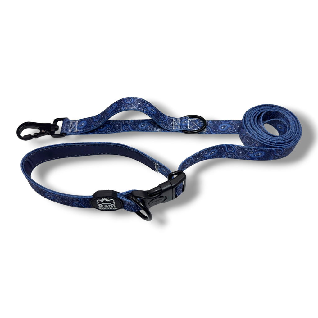 Blue Paisley - Hands Free Leash