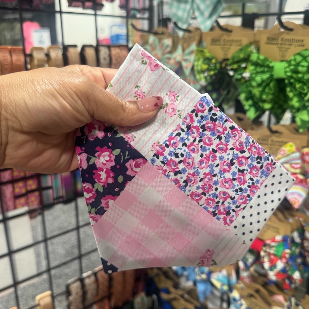 Blushing Patchwork Scrunchie Bandana