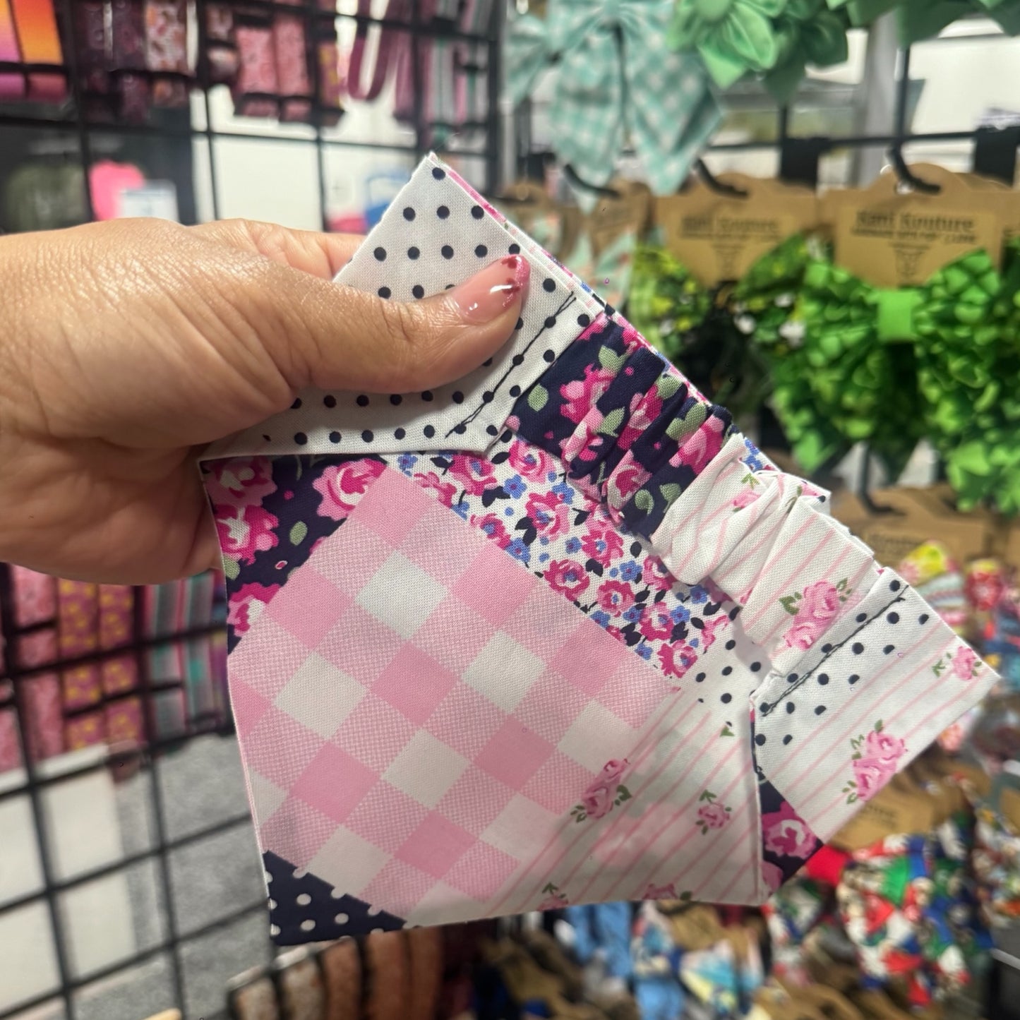 Blushing Patchwork Scrunchie Bandana
