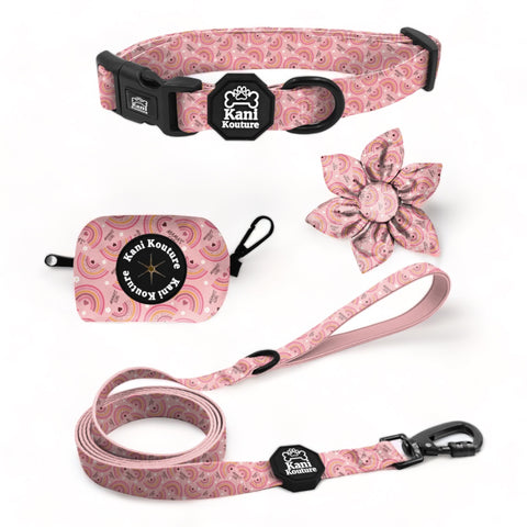 Mama's Girl Essential Collar Set: Adjustable Dog Collar, Leash, Bow Tie, and Accessories