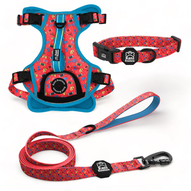 Game Over Essential Adventure Set: Adventure Dog Harness, Adventure Collar, and Leash Accessories